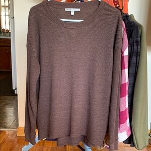 Seven Brown Women Long Sleeve Waffle Knit Shirt